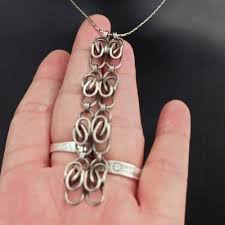 Brutalist Vintage Sterling Silver Necklace Modernist Swirl Pendant Y Drop Studio | eBay