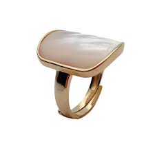 17x19mm Natural White Sea Shell Mother Of Pearl Ring Square ...