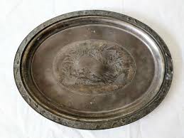 OLD TIN TRAY. WITH REMAINS OF SILVER PLATED. LIKELY CHINESE ...