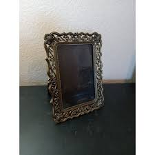 1950s Baroque Ornate Filigree Brass Photo Frame | Chairish