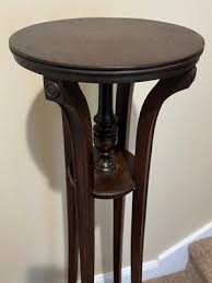 Antique Art Nouveau Plant Stand 47" tall x 2 Tier 10" Round Stands, Solid | eBay