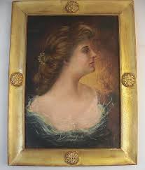 Pre Raphaelite Painting Woman Portrait Bust Gold Gilt Wood ...