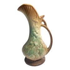 Vtg Mid-Century McCoy Pottery Ewer Pitcher Vase Grapes Brown Green | eBay