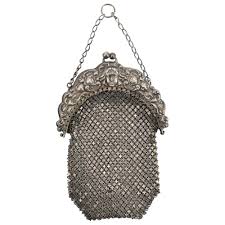 Sold at Auction: Antique Victorian Sterling Silver Mesh Chatelaine Purse