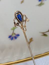 Vintage Stick Pin With Blue "gem" Art Nouveau Style - Etsy