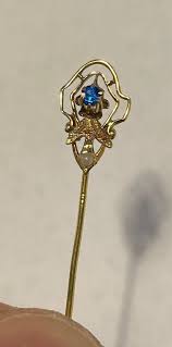 Antique Hand Carved 10k Yellow Gold Blue Stone Hat Stick Pin ...