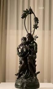 ART NOUVEAU STYLE LAMP. MAD AND MAIDEN ROMANTIC SCENE. 3 ...