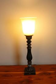 Bronze Finish Uplight Table Lamp with Glass Shade | EstateSales.org