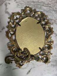 Antique Victorian Heavy Brass Art Nouveau Oval Self Standing ...