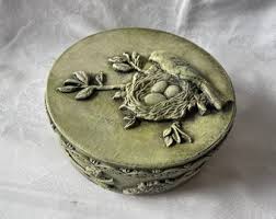 Hand Made Paper Mache Storage / Keepsake / Gift Box, With Box Inserts With Bird Design in Mossy Tone - Etsy