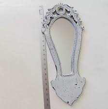 Arched Wall Mirror White Destressed Wood Ornate Frame Shabby ...