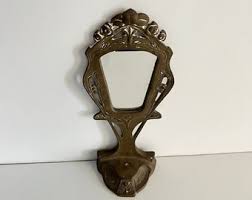 Antique Art Nouveau Brass Table Top Vanity Shaving Mirror ...