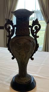 Antique Metal Vase Angel Cherub Vase Scroll Design Unique | eBay