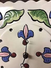 VINTAGE 1965 Ceramic Electric Wall Clock Lotus Flowers COTTAGECORE USA PINK BLUE | eBay