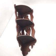 Vintage Wood Corner Shelf Three Shelves Tree Or Arrowhead ...