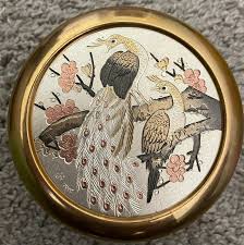 Vintage The Art of Chokin Trinket Box Peacock Bird 24 KT ...