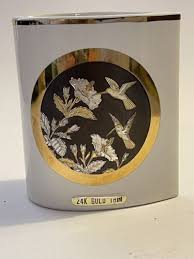 THE ART OF CHOKIN Butterflies & Iris' 3.5 inch Vase 24KT ...