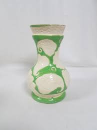 Japanese Green White Bud Vase Hand Painted with Lotus Flowers and Leaves | eBay