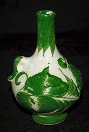 VINTAGE Ceramic Tonala Hand Painted Bud Vase Green Folk Art Mexico 1960's | eBay