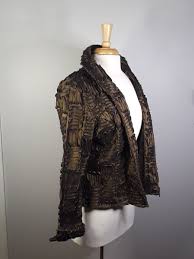 Samuel Dong Art to Wear 3D Geometric V-Neck Zip Stretch ...