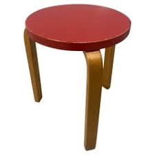 Iconic Alvar Aalto 3-legged Stool Model 60, Birch and Red ...