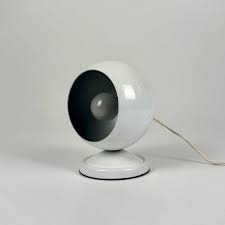 Mid Century Modern Atomic Eyeball Table - Bedside Lamp / 70s Italy / White - Etsy