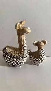 Artesania Rinconada Vicuna & Baby Figurines Art Pottery ...