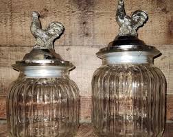 Vintage Rooster Top Glass Cannisters - Etsy Israel