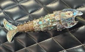 Vintage 8" ABALONE SHELL "Scales" ARTICULATED FISH (Mexico ...