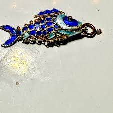Jewelry | 14 Ct Gold Articulated Fish With Enamel Detail Pendent | Poshmark