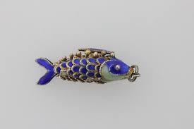 Vintage Sterling Silver 925 Gold Gilt Blue Enamel Koi Fish Charm Pendant | eBay