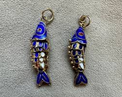 Vintage Articulated Cloisonne Koi Fish Pendants for Earrings Necklace Vintage Asian Inspired Moveable Fish Blue Jewelry Fish Pendants - Etsy