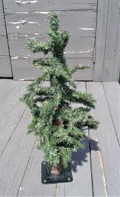 Vintage Faux Tabletop Christmas Tree W Wood Trunk and Metal ...