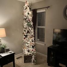7.5ft Pre-lit Slim Pencil Christmas Tree Flocked Portland ...