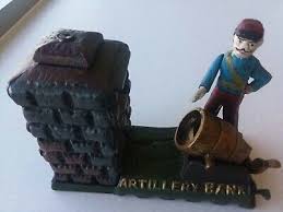Painted Cast Iron Mechanical Union Soldier Cannon Artillery Bank | eBay Australia