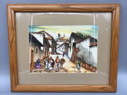 Mexican Folk Art Watercolor Buiz 14.75" x 12" Wood Frame | eBay
