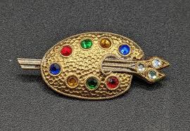 Vintage Artist Painter Palette Paint Brushes Multicolor ...