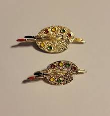 Vintage 1980s Gerry Artist Paint Palet Brooch Pin Set ...