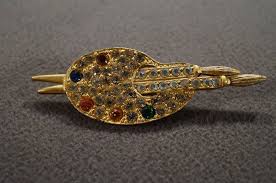 Vintage Art Deco Style Yellow Gold Tone Rhinestone Glass ...