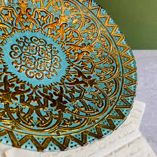 Vintage Mandala Silver Glass Dish Blue and Gold - Etsy