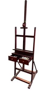 Lot - Mahogany Easel with Two Drawers- paints included