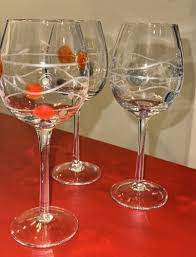 THREE PIER 1? WINE STEM GOBLET 9”T INFUSED DOTS ETCHED ...