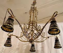 Estate English Art Nouveau Stained Glass, Copper and Brass ...