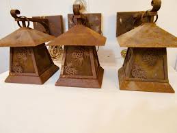 Three Arts and Crafts Antique Lanterns with Pine Cone Motif For Sale at 1stDibs