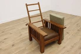 Craftsman Antique Oak Morris Reclining Chair Leather Seat ...