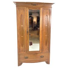 Antique Inlaid Art Nouveau Oak Armoire Wardrobe, Closet ...