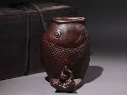 Unique Antique Japanese Bizen Ware Pottery Flower Vase ...