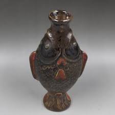 18.3cm Float Carved Square Fish Bottle Porcelain Ceramic ...