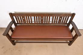 Limbert Antique Mission Oak Arts & Crafts Settle Sofa, Circa 1900 | LIBERTY and 33RD