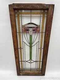 Antique Chicago Stained Leaded Glass Window / Door 44" x 19 ...